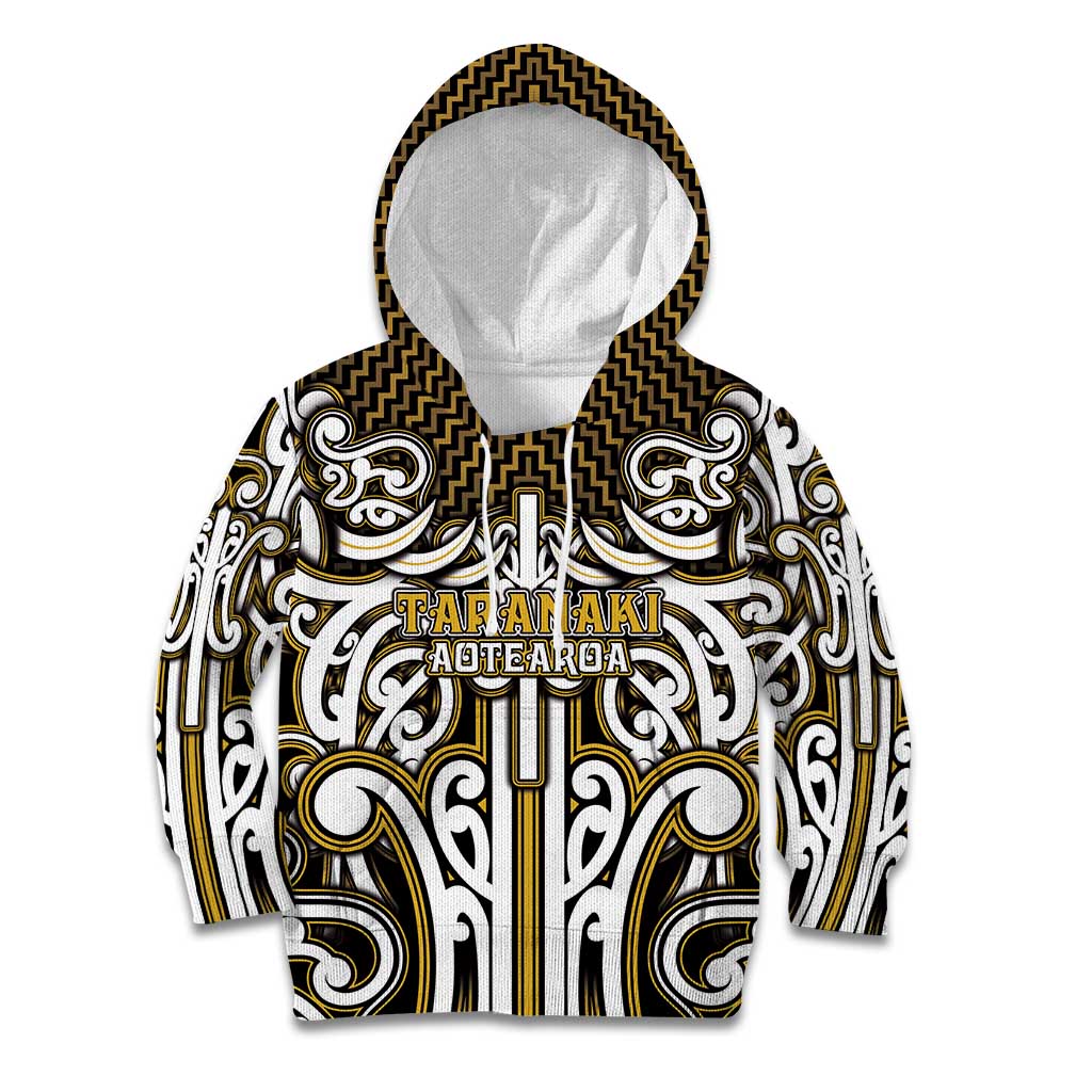 Custom Aotearoa Taranaki Kid Hoodie Maori Tribal Pattern Mix Poutama LT05 Hoodie Yellow - Polynesian Pride
