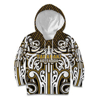 Custom Aotearoa Taranaki Kid Hoodie Maori Tribal Pattern Mix Poutama LT05 Hoodie Yellow - Polynesian Pride
