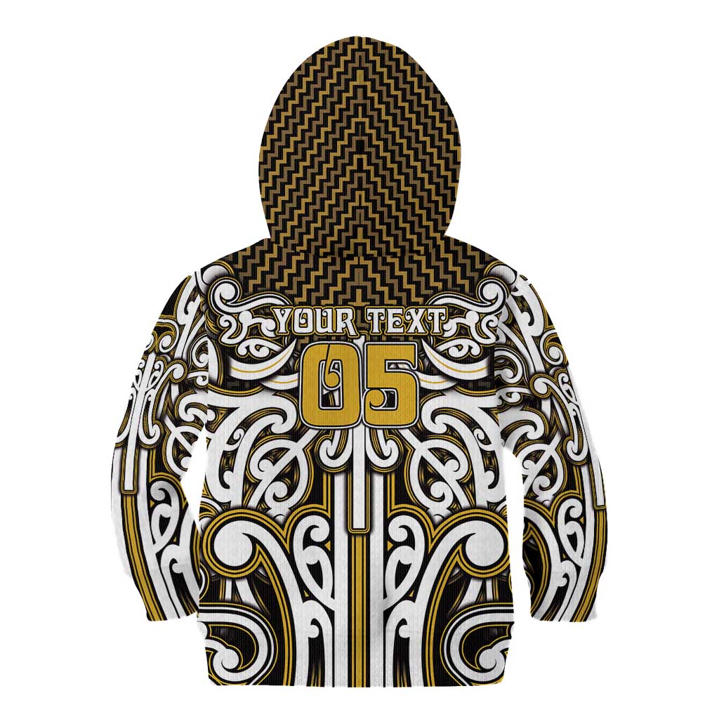 Custom Aotearoa Taranaki Kid Hoodie Maori Tribal Pattern Mix Poutama LT05 - Polynesian Pride