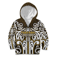 Custom Aotearoa Taranaki Kid Hoodie Maori Tribal Pattern Mix Poutama LT05 Zip Hoodie Yellow - Polynesian Pride