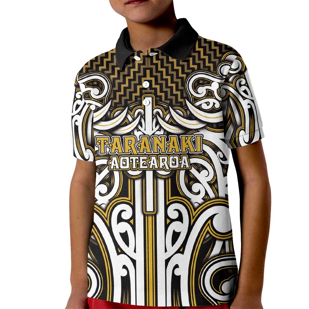 Custom Aotearoa Taranaki Kid Polo Shirt Maori Tribal Pattern Mix Poutama LT05 Kid Yellow - Polynesian Pride