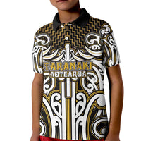 Custom Aotearoa Taranaki Kid Polo Shirt Maori Tribal Pattern Mix Poutama LT05 Kid Yellow - Polynesian Pride