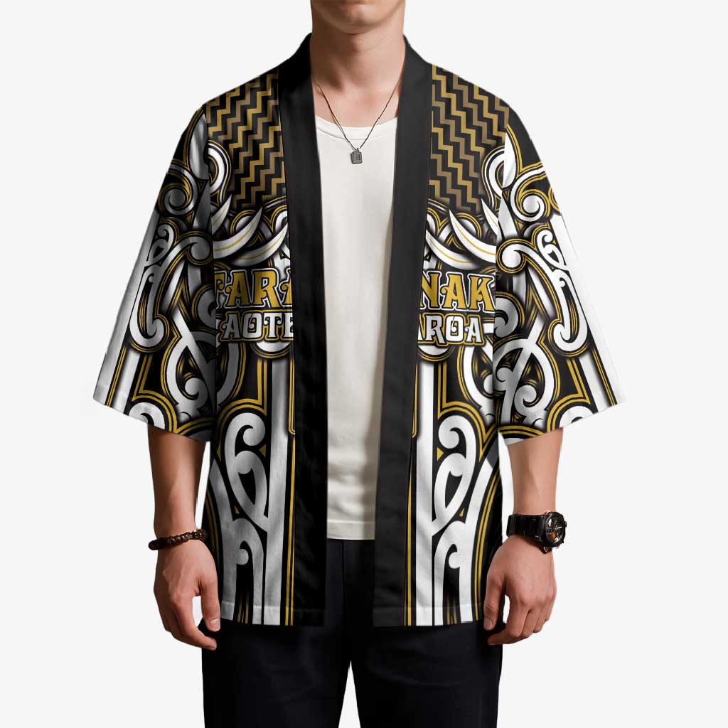 Custom Aotearoa Taranaki Kimono Maori Tribal Pattern Mix Poutama LT05 - Polynesian Pride