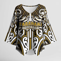 Custom Aotearoa Taranaki Kimono Sleeve Blouse Maori Tribal Pattern Mix Poutama LT05 Female Yellow - Polynesian Pride