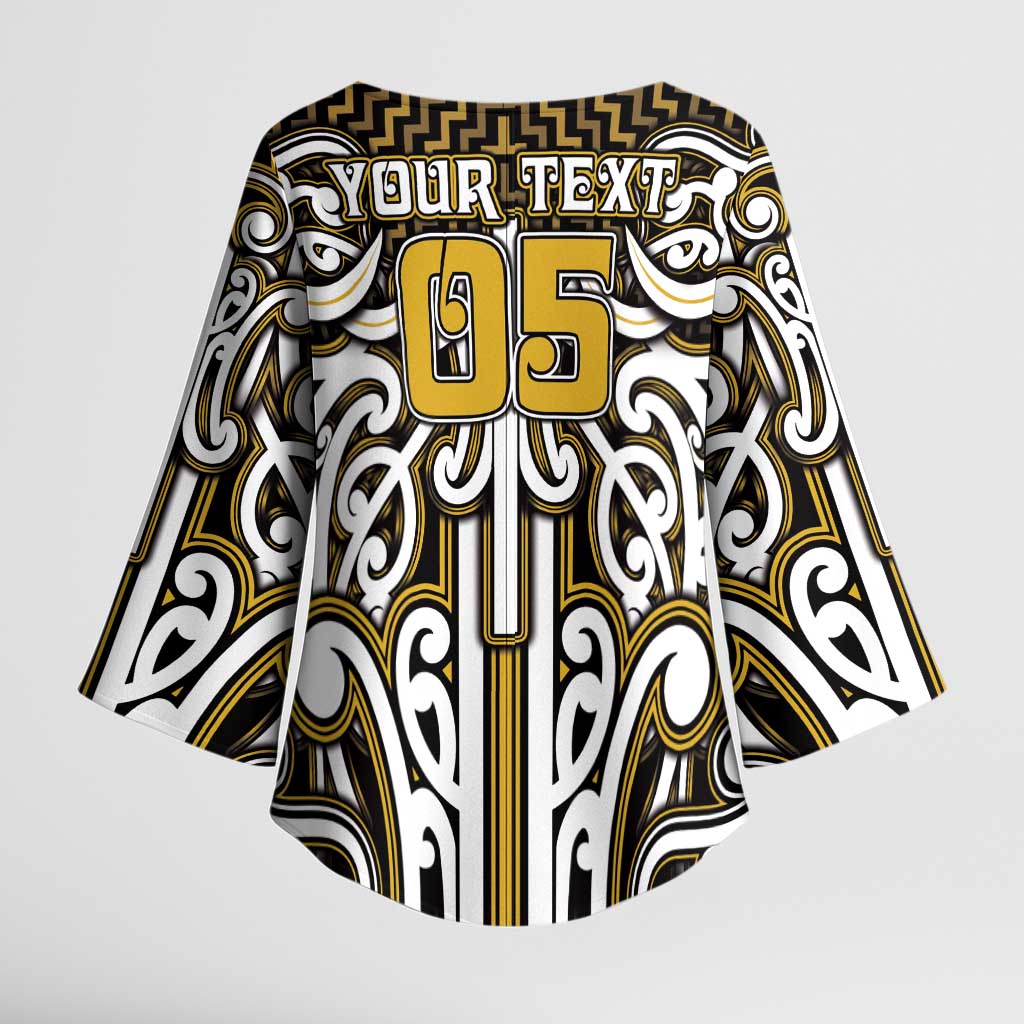 Custom Aotearoa Taranaki Kimono Sleeve Blouse Maori Tribal Pattern Mix Poutama LT05 - Polynesian Pride