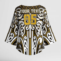 Custom Aotearoa Taranaki Kimono Sleeve Blouse Maori Tribal Pattern Mix Poutama LT05 - Polynesian Pride