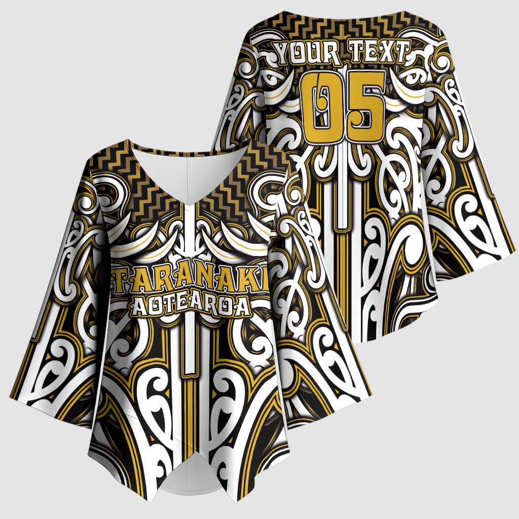 Custom Aotearoa Taranaki Kimono Sleeve Blouse Maori Tribal Pattern Mix Poutama LT05 - Polynesian Pride