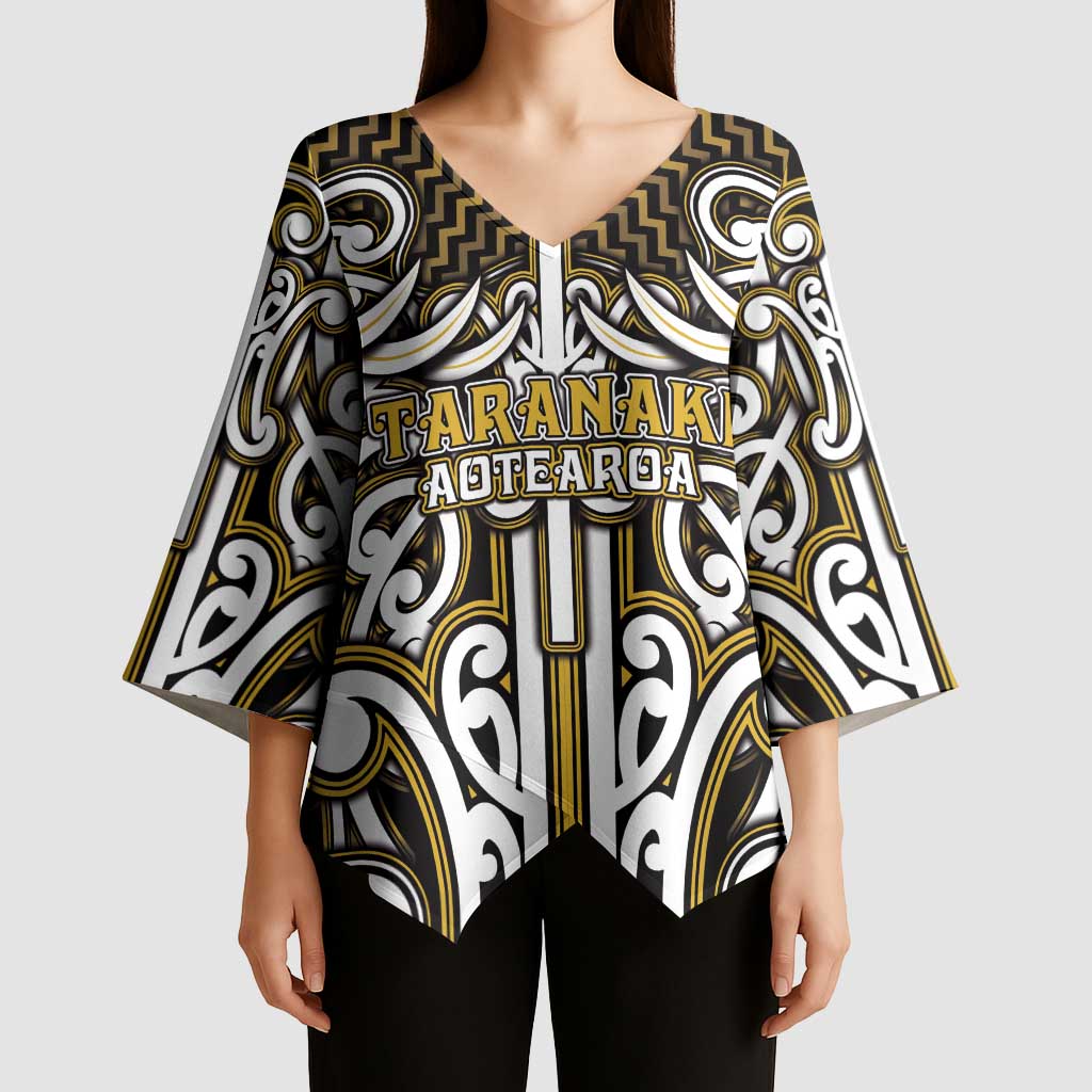 Custom Aotearoa Taranaki Kimono Sleeve Blouse Maori Tribal Pattern Mix Poutama LT05 - Polynesian Pride