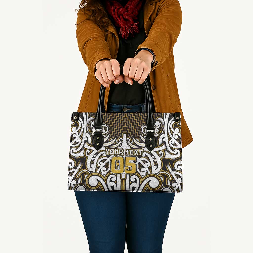 Custom Aotearoa Taranaki Leather Bag Maori Tribal Pattern Mix Poutama LT05 - Polynesian Pride