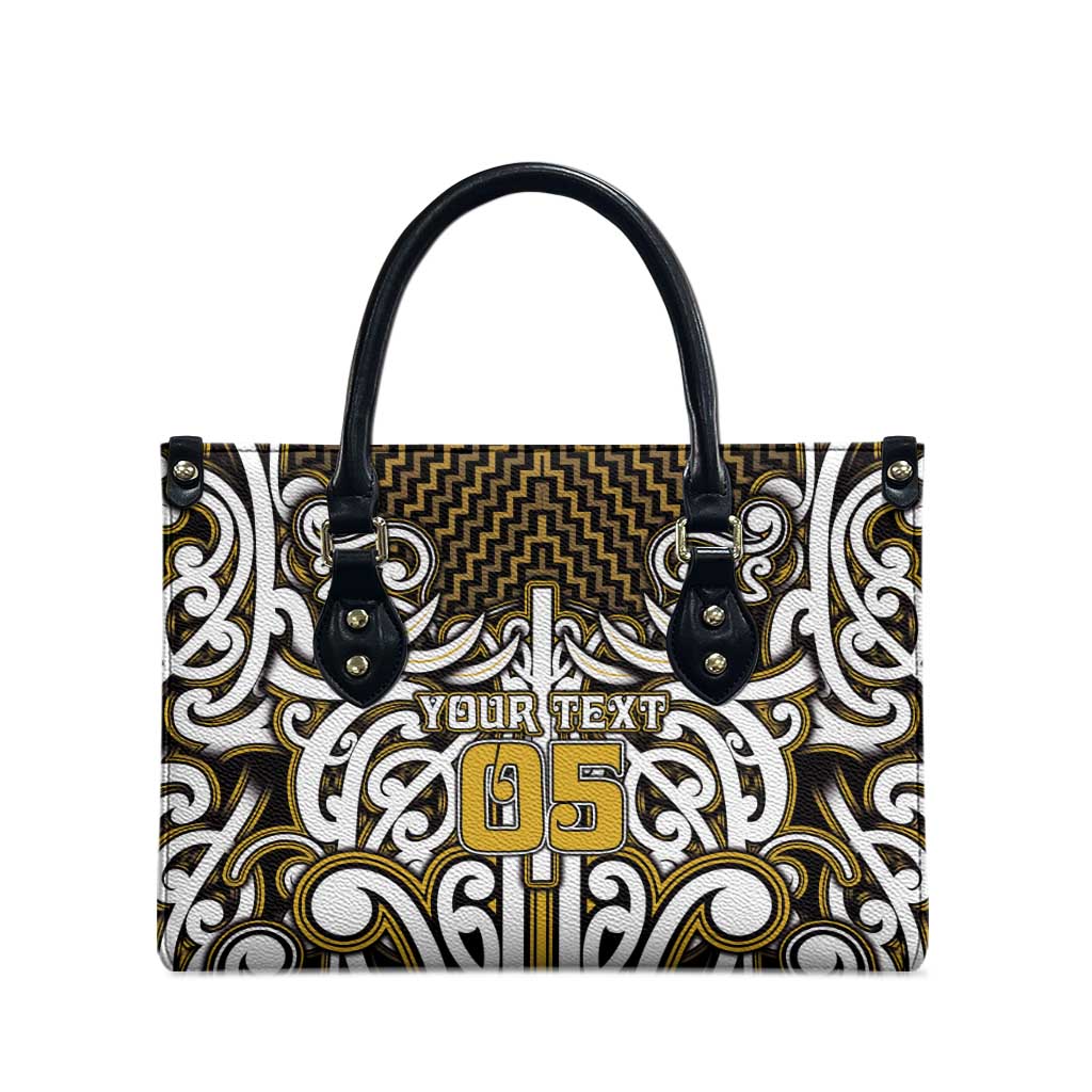 Custom Aotearoa Taranaki Leather Bag Maori Tribal Pattern Mix Poutama LT05 - Polynesian Pride