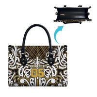 Custom Aotearoa Taranaki Leather Bag Maori Tribal Pattern Mix Poutama LT05 - Polynesian Pride