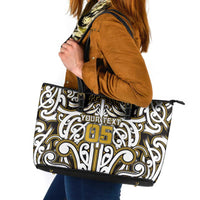 Custom Aotearoa Taranaki Leather Tote Bag Maori Tribal Pattern Mix Poutama LT05 Yellow - Polynesian Pride