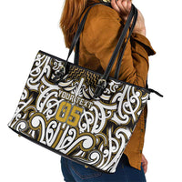 Custom Aotearoa Taranaki Leather Tote Bag Maori Tribal Pattern Mix Poutama LT05 - Polynesian Pride