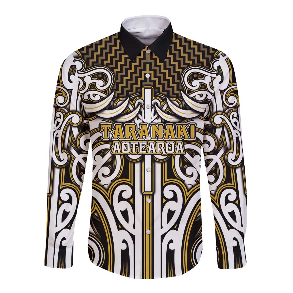 Custom Aotearoa Taranaki Long Sleeve Button Shirt Maori Tribal Pattern Mix Poutama LT05 Unisex Yellow - Polynesian Pride