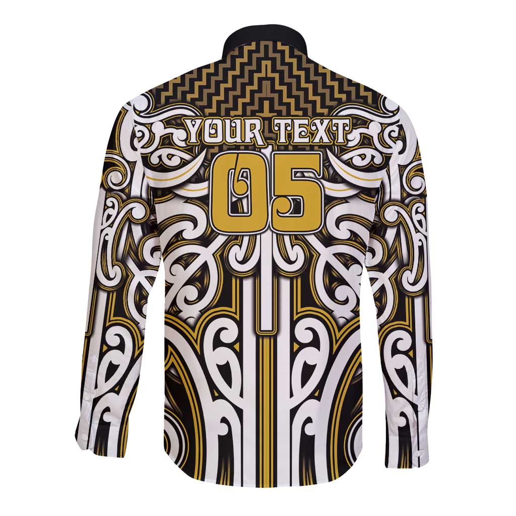 Custom Aotearoa Taranaki Long Sleeve Button Shirt Maori Tribal Pattern Mix Poutama LT05 - Polynesian Pride