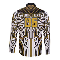 Custom Aotearoa Taranaki Long Sleeve Button Shirt Maori Tribal Pattern Mix Poutama LT05 - Polynesian Pride