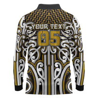 Custom Aotearoa Taranaki Long Sleeve Polo Shirt Maori Tribal Pattern Mix Poutama LT05 - Polynesian Pride