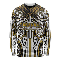 Custom Aotearoa Taranaki Long Sleeve Shirt Maori Tribal Pattern Mix Poutama LT05 Unisex Yellow - Polynesian Pride