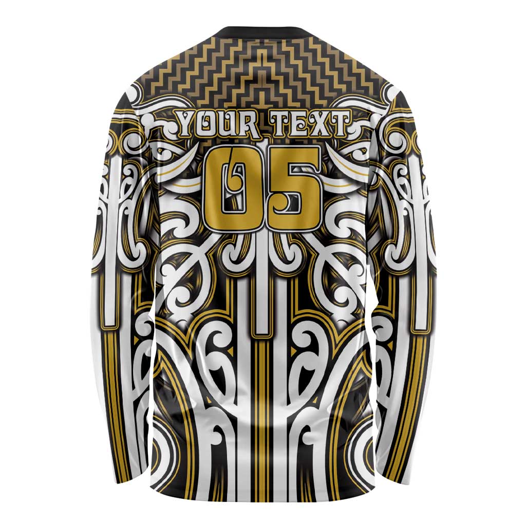 Custom Aotearoa Taranaki Long Sleeve Shirt Maori Tribal Pattern Mix Poutama LT05 - Polynesian Pride