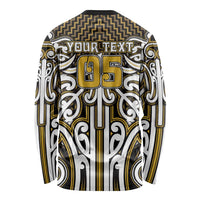 Custom Aotearoa Taranaki Long Sleeve Shirt Maori Tribal Pattern Mix Poutama LT05 - Polynesian Pride