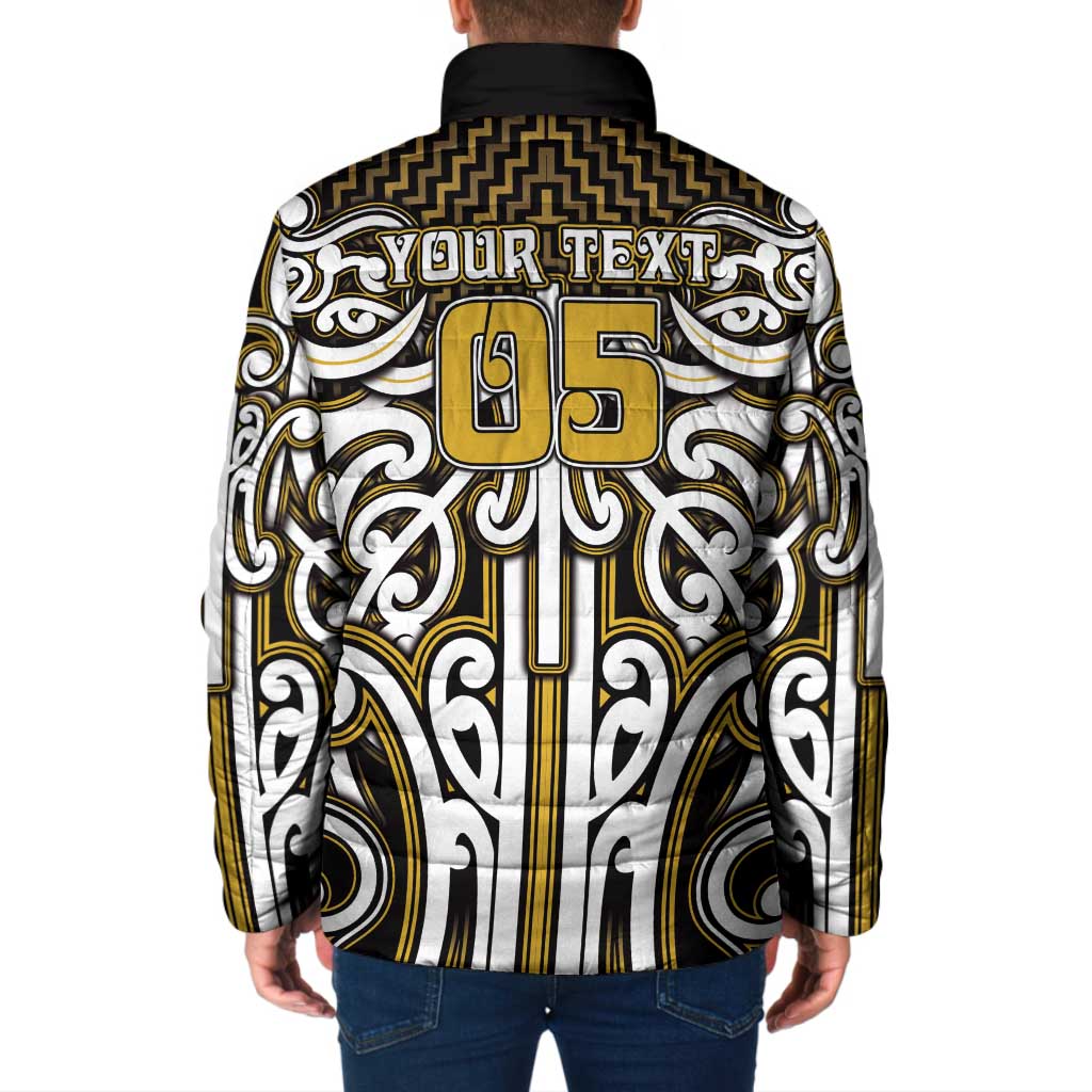 Custom Aotearoa Taranaki Padded Jacket Maori Tribal Pattern Mix Poutama LT05 - Polynesian Pride