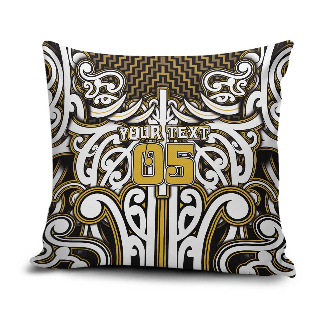 Custom Aotearoa Taranaki Pillow Cover Maori Tribal Pattern Mix Poutama LT05 Yellow - Polynesian Pride