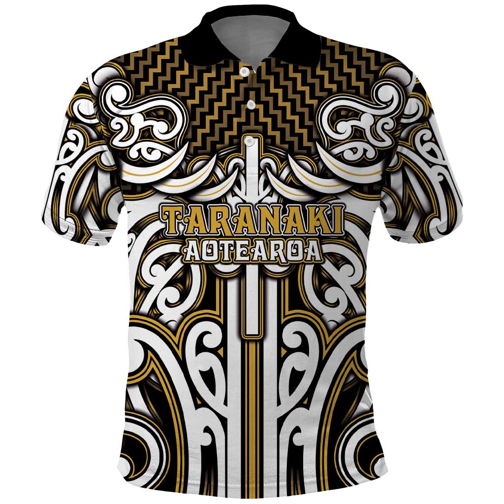 Custom Aotearoa Taranaki Polo Shirt Maori Tribal Pattern Mix Poutama LT05 Yellow - Polynesian Pride