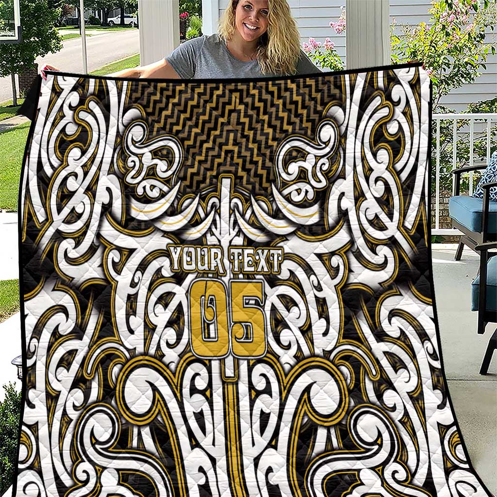 Custom Aotearoa Taranaki Quilt Maori Tribal Pattern Mix Poutama LT05 Yellow - Polynesian Pride