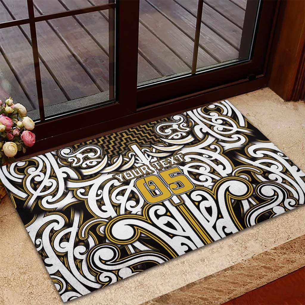 Custom Aotearoa Taranaki Rubber Doormat Maori Tribal Pattern Mix Poutama LT05 - Polynesian Pride