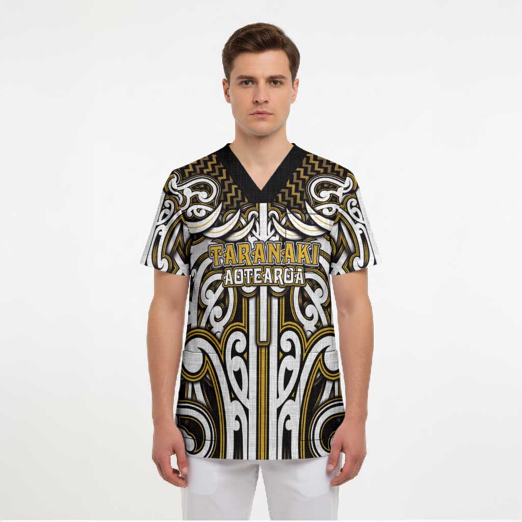 Custom Aotearoa Taranaki Scrub Top Maori Tribal Pattern Mix Poutama LT05 - Polynesian Pride