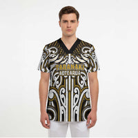 Custom Aotearoa Taranaki Scrub Top Maori Tribal Pattern Mix Poutama LT05 - Polynesian Pride
