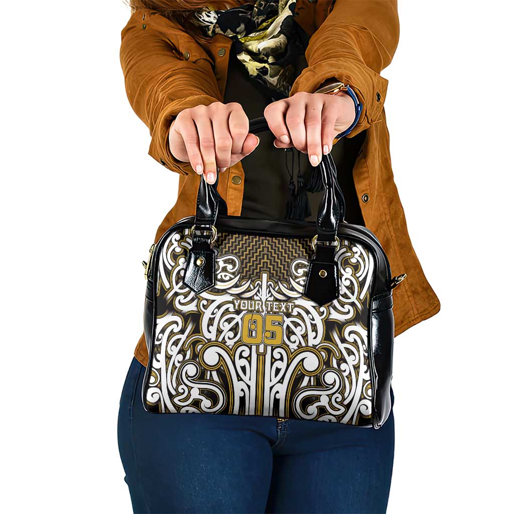 Custom Aotearoa Taranaki Shoulder Handbag Maori Tribal Pattern Mix Poutama LT05 One Size Yellow - Polynesian Pride