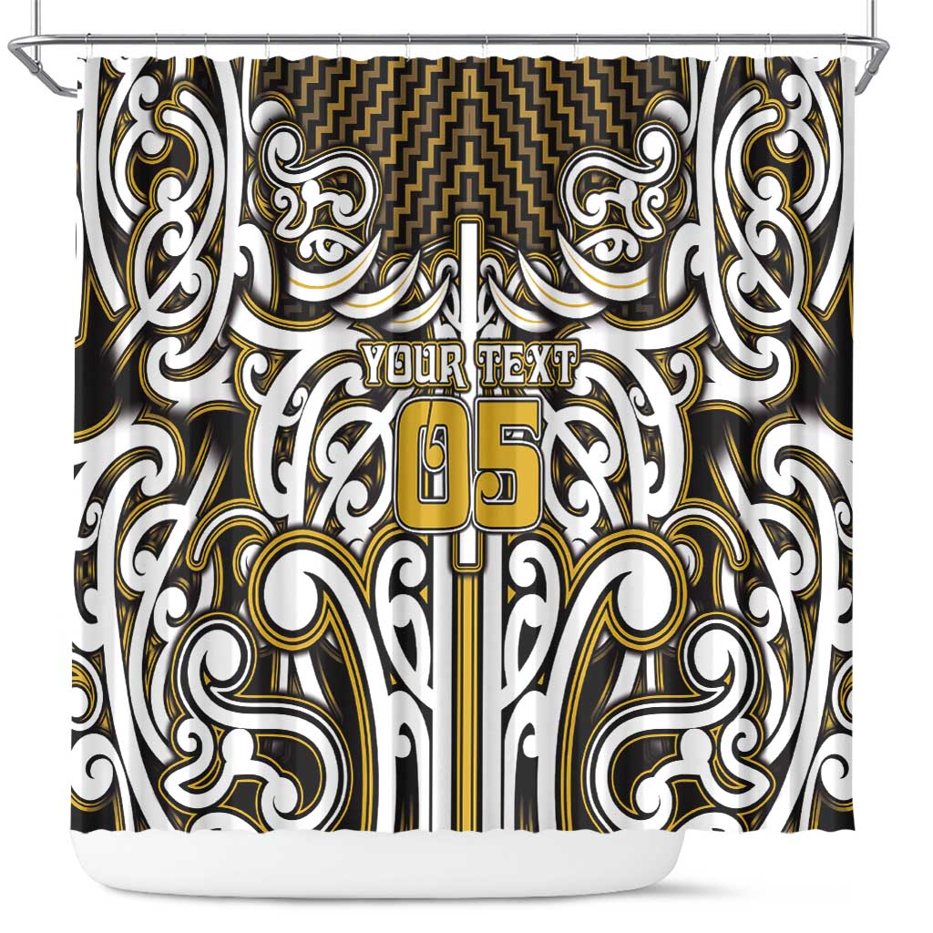 Custom Aotearoa Taranaki Shower Curtain Maori Tribal Pattern Mix Poutama