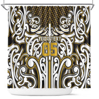 Custom Aotearoa Taranaki Shower Curtain Maori Tribal Pattern Mix Poutama