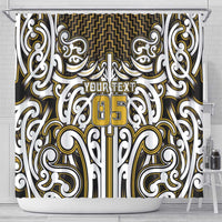 Custom Aotearoa Taranaki Shower Curtain Maori Tribal Pattern Mix Poutama