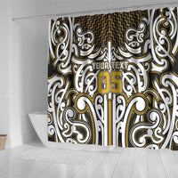 Custom Aotearoa Taranaki Shower Curtain Maori Tribal Pattern Mix Poutama