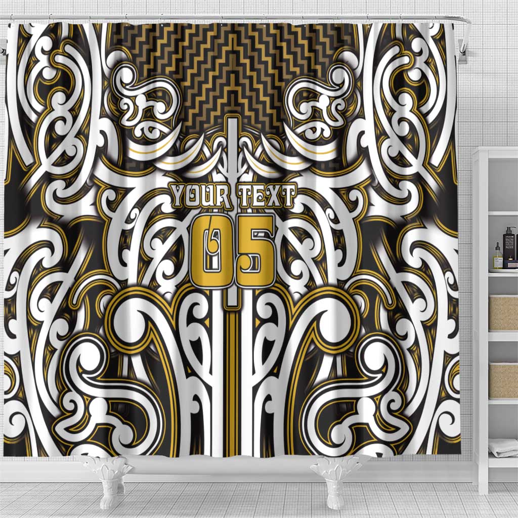 Custom Aotearoa Taranaki Shower Curtain Maori Tribal Pattern Mix Poutama