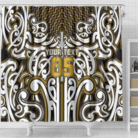 Custom Aotearoa Taranaki Shower Curtain Maori Tribal Pattern Mix Poutama