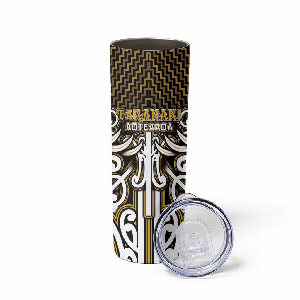 Custom Aotearoa Taranaki Skinny Tumbler Maori Tribal Pattern Mix Poutama