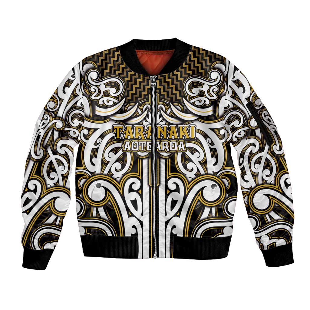 Custom Aotearoa Taranaki Sleeve Zip Bomber Jacket Maori Tribal Pattern Mix Poutama LT05 Unisex Yellow - Polynesian Pride