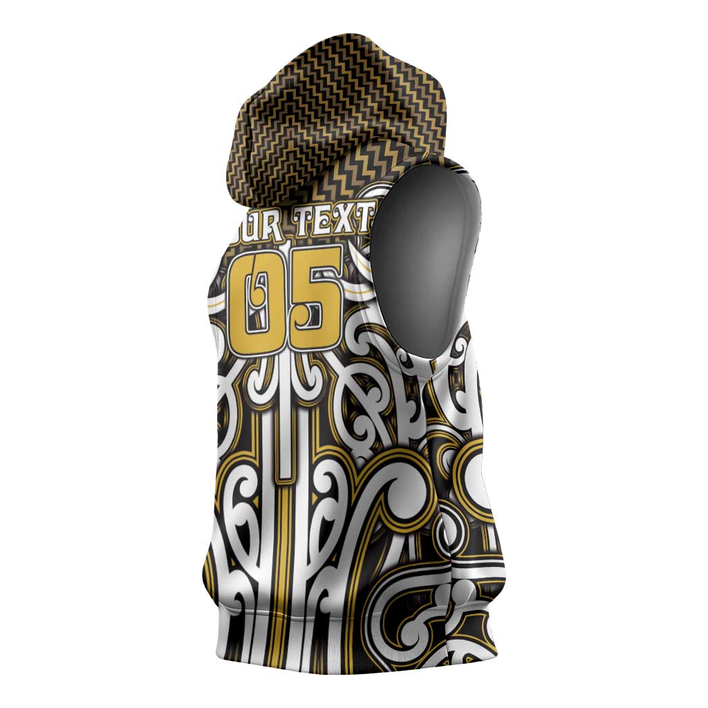 Custom Aotearoa Taranaki Sleeveless Hoodie Maori Tribal Pattern Mix Poutama LT05 - Polynesian Pride