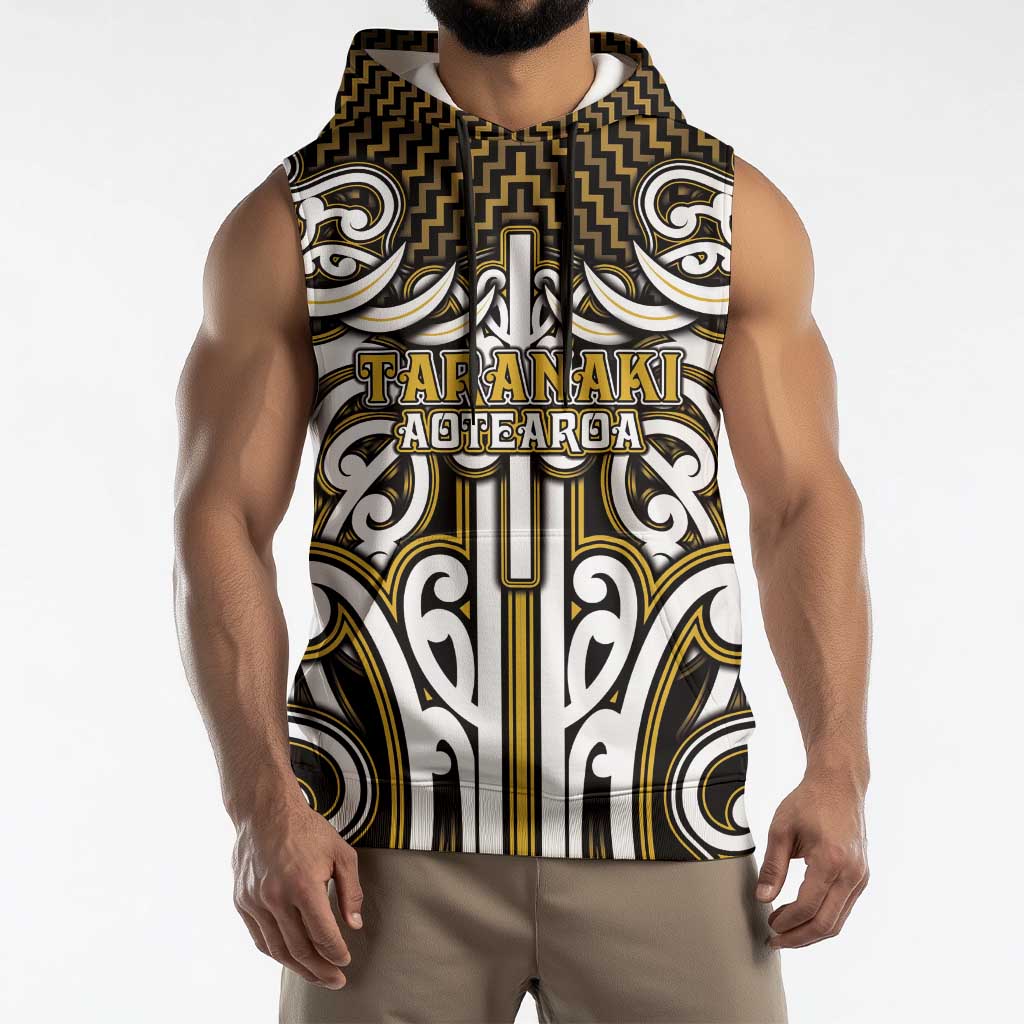 Custom Aotearoa Taranaki Sleeveless Hoodie Maori Tribal Pattern Mix Poutama LT05 - Polynesian Pride
