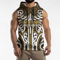 Custom Aotearoa Taranaki Sleeveless Hoodie Maori Tribal Pattern Mix Poutama LT05 - Polynesian Pride
