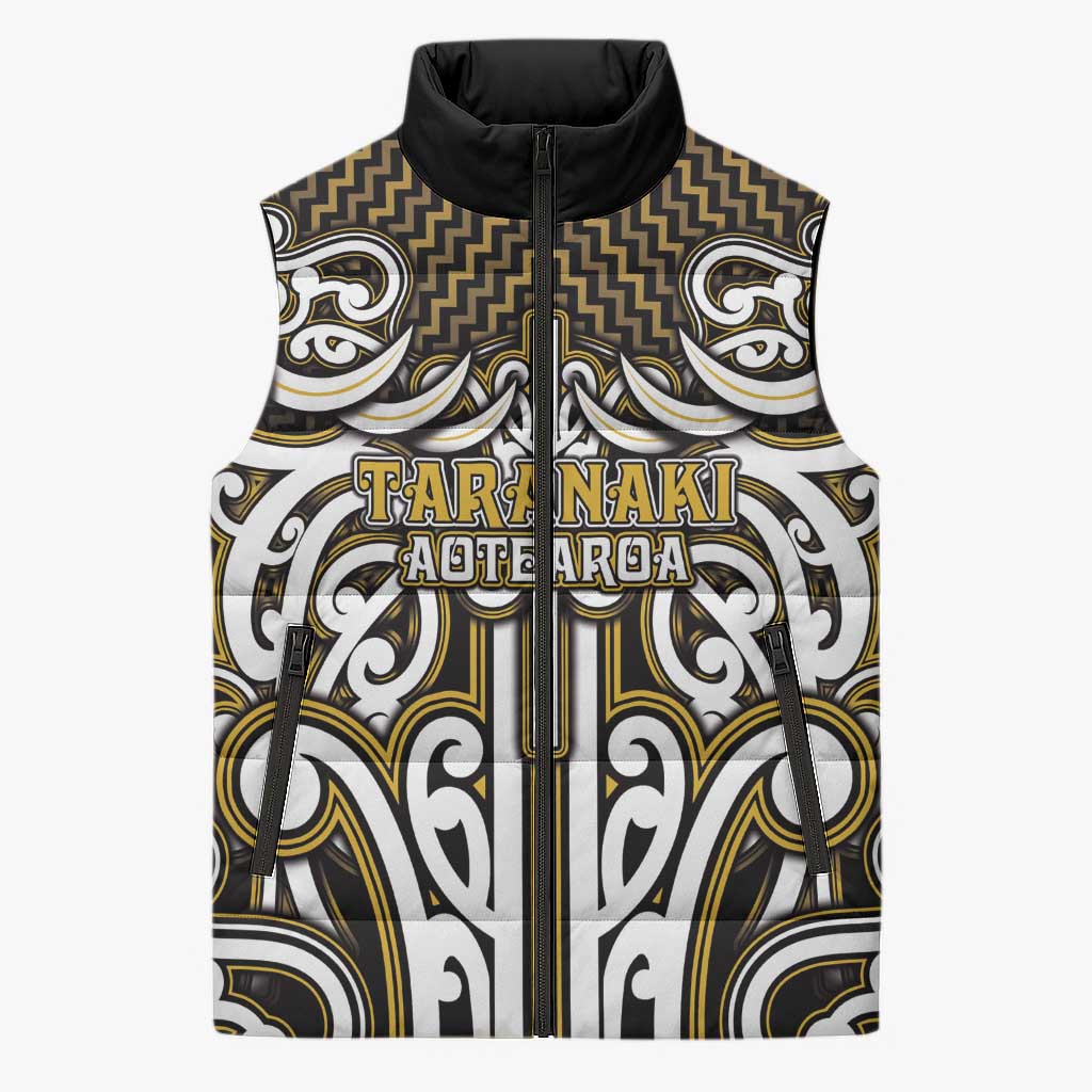 Custom Aotearoa Taranaki Sleeveless Puffer Jacket Maori Tribal Pattern Mix Poutama LT05 Unisex Yellow - Polynesian Pride