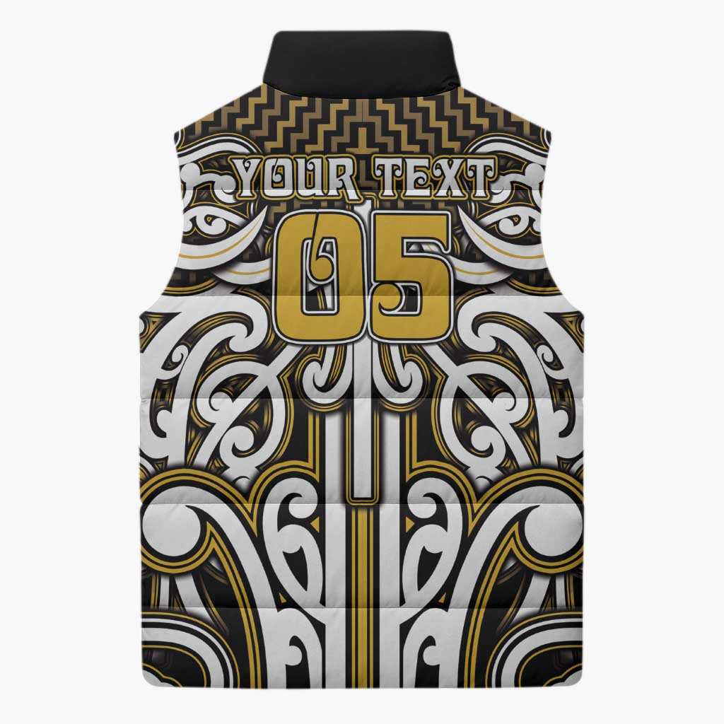 Custom Aotearoa Taranaki Sleeveless Puffer Jacket Maori Tribal Pattern Mix Poutama LT05 - Polynesian Pride