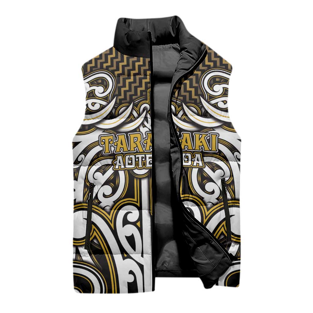 Custom Aotearoa Taranaki Sleeveless Puffer Jacket Maori Tribal Pattern Mix Poutama LT05 - Polynesian Pride