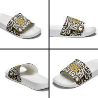 Custom Aotearoa Taranaki Slide Sandals Maori Tribal Pattern Mix Poutama LT05 - Polynesian Pride