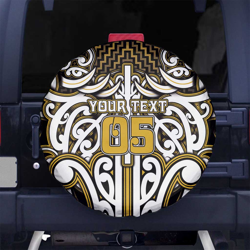 Custom Aotearoa Taranaki Spare Tire Cover Maori Tribal Pattern Mix Poutama LT05 No hole Yellow - Polynesian Pride