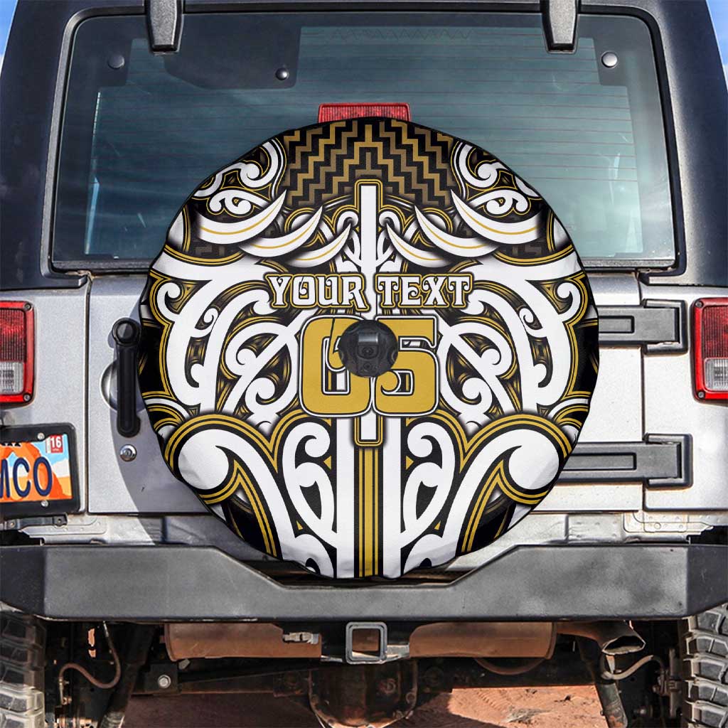 Custom Aotearoa Taranaki Spare Tire Cover Maori Tribal Pattern Mix Poutama LT05 Yellow - Polynesian Pride