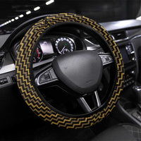 Aotearoa Taranaki Steering Wheel Cover Maori Tribal Pattern Mix Poutama LT05 Universal Fit Yellow - Polynesian Pride